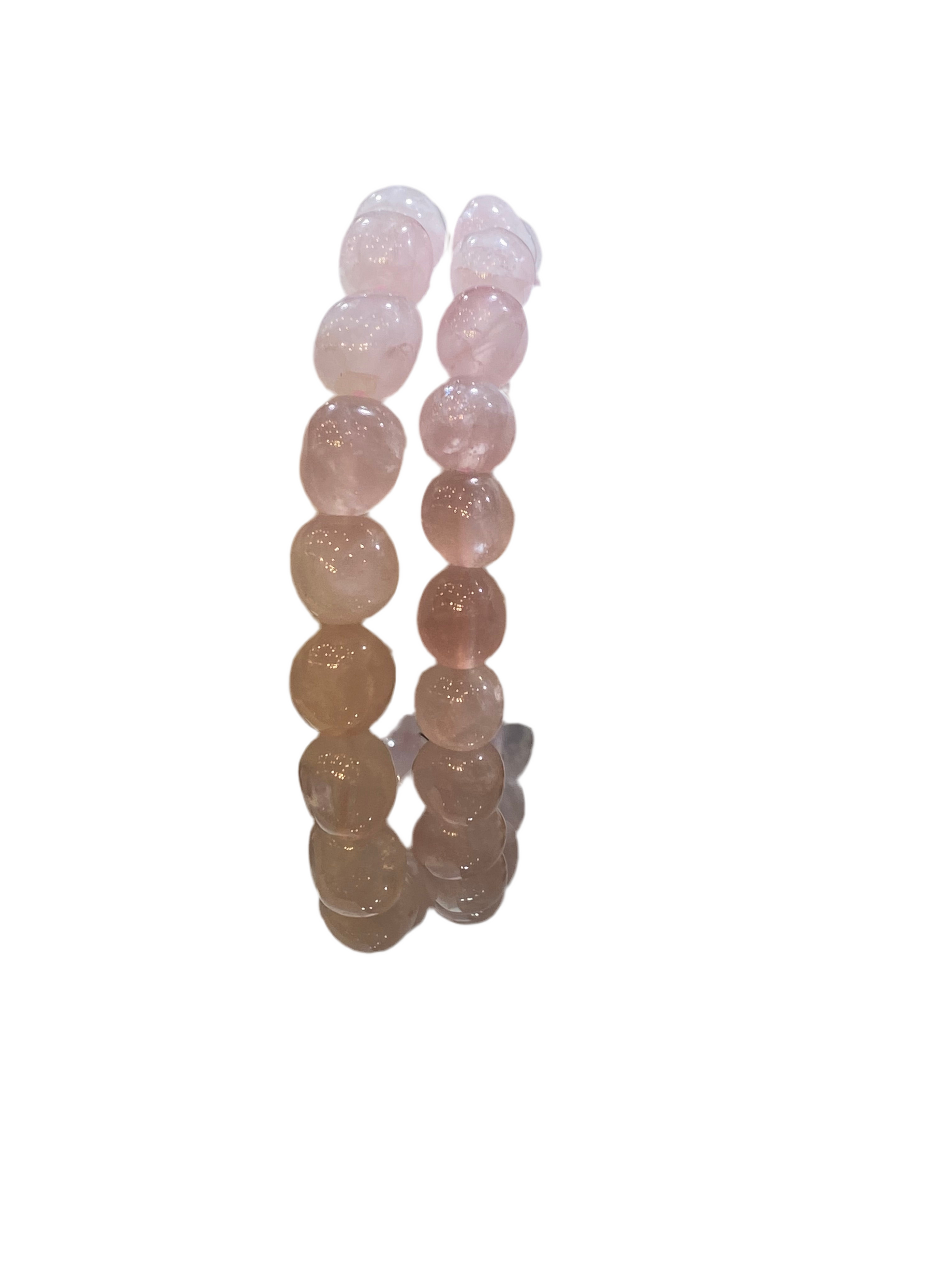 Rose Quartz Nugget Beaded Gemstone Bracelet