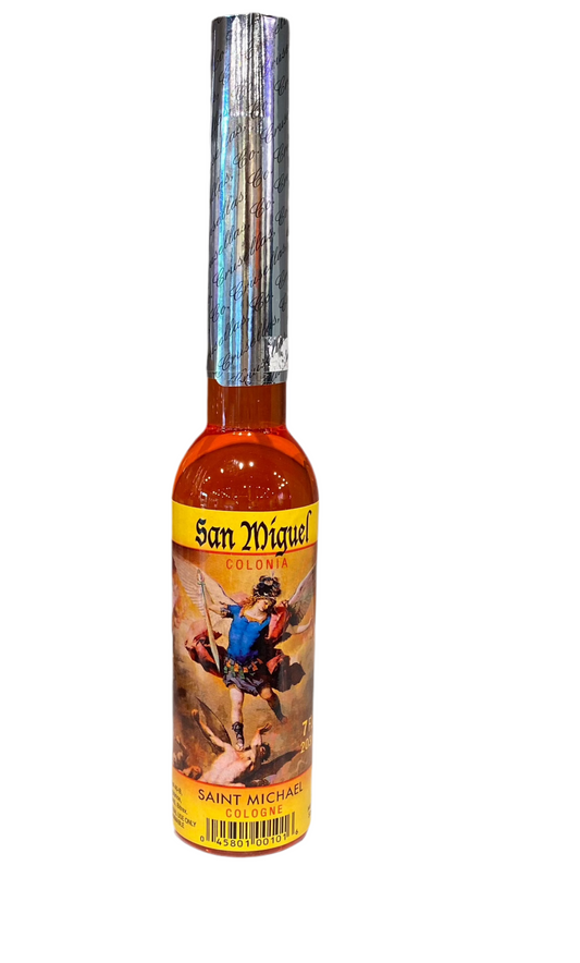 Saint Michael Archangel Cologne bottle with uplifting aroma for spiritual strength and protection.
