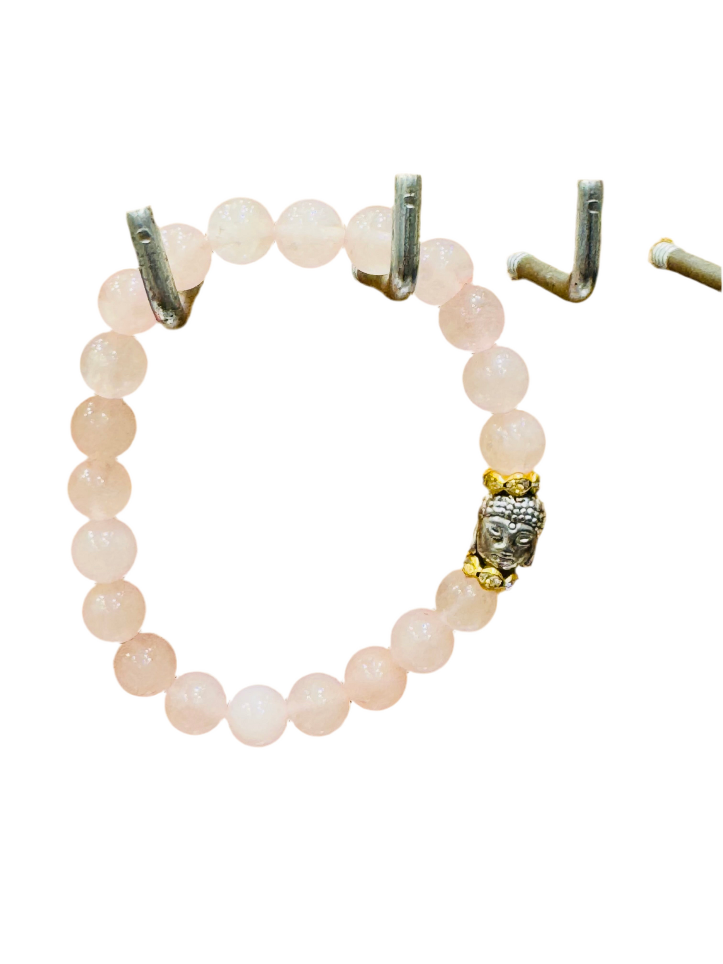 Rose Quartz Gemstone Bracelet With Buddha Charm