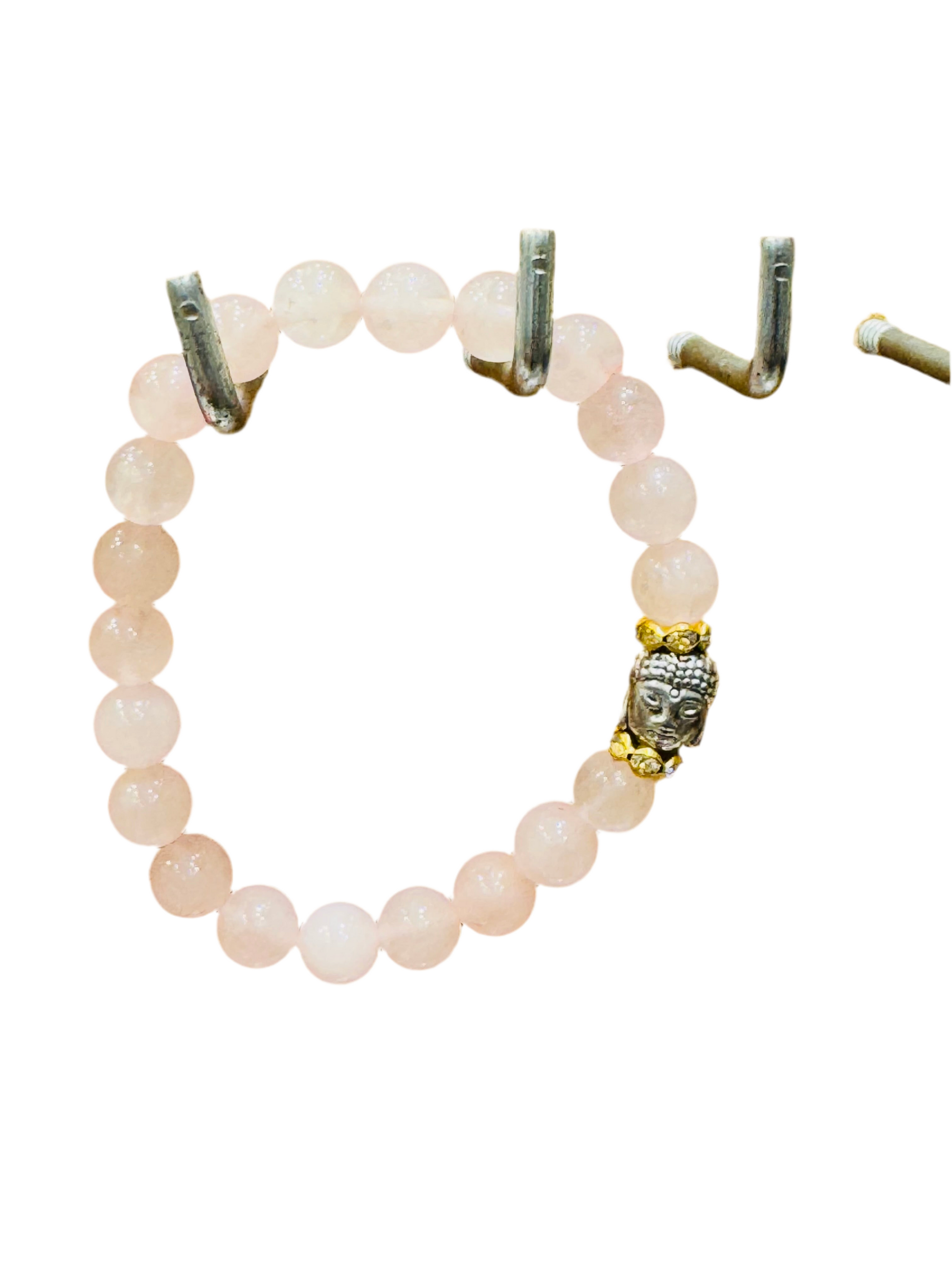 Rose Quartz Gemstone Bracelet With Buddha Charm