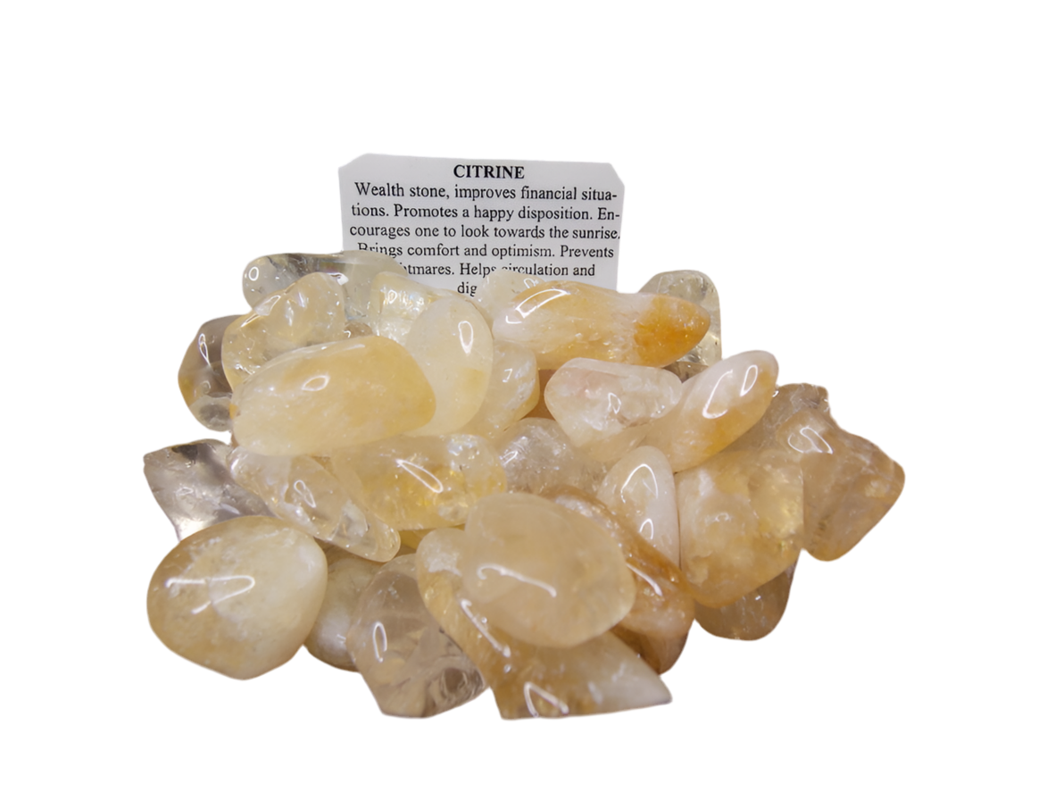Citrine Tumbled Stone, dime-sized, for inner peace and prosperity.