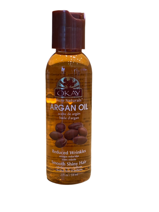 Okay Argan Oil bottle for nourishing skin and hair.