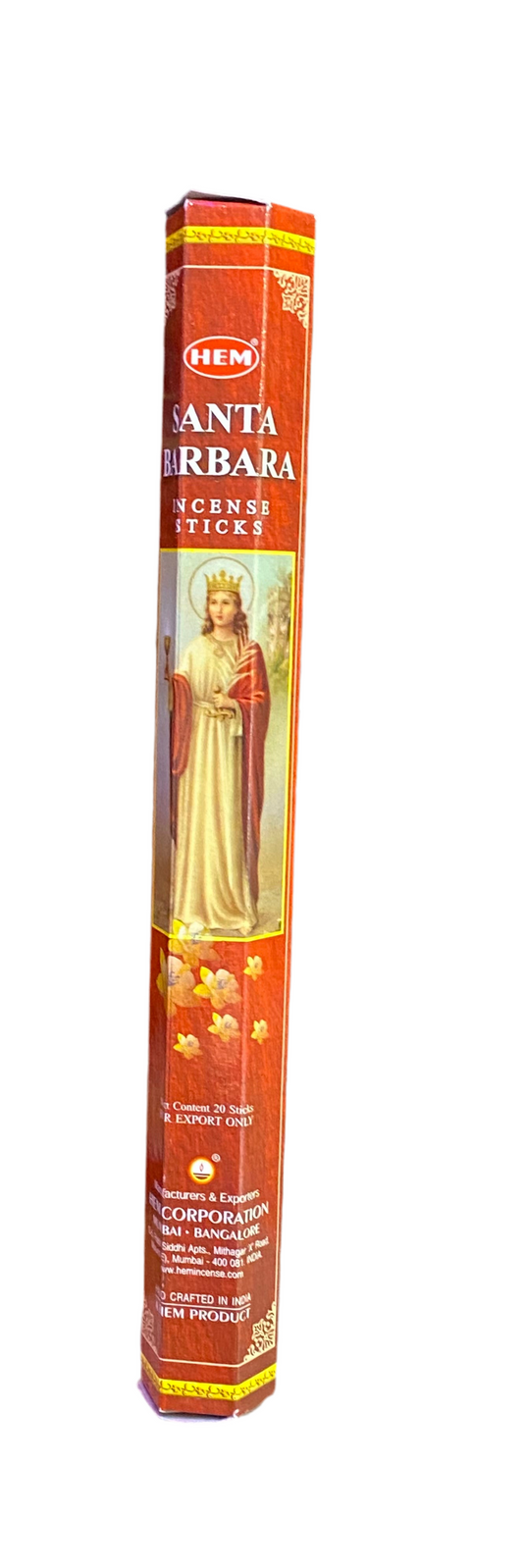 HEM Santa Barbara Incense Sticks packaging in a hexagonal box.
