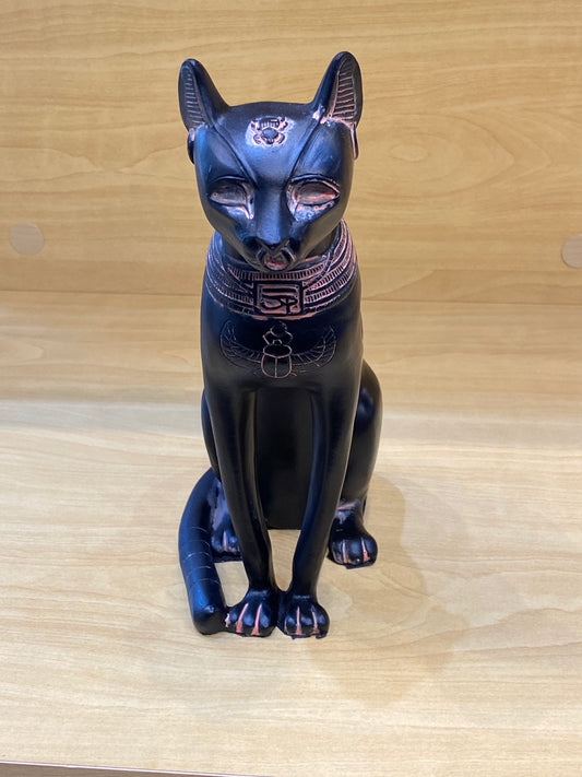 Egyptian Goddess Bastet Black Cat With  Engraved Collar