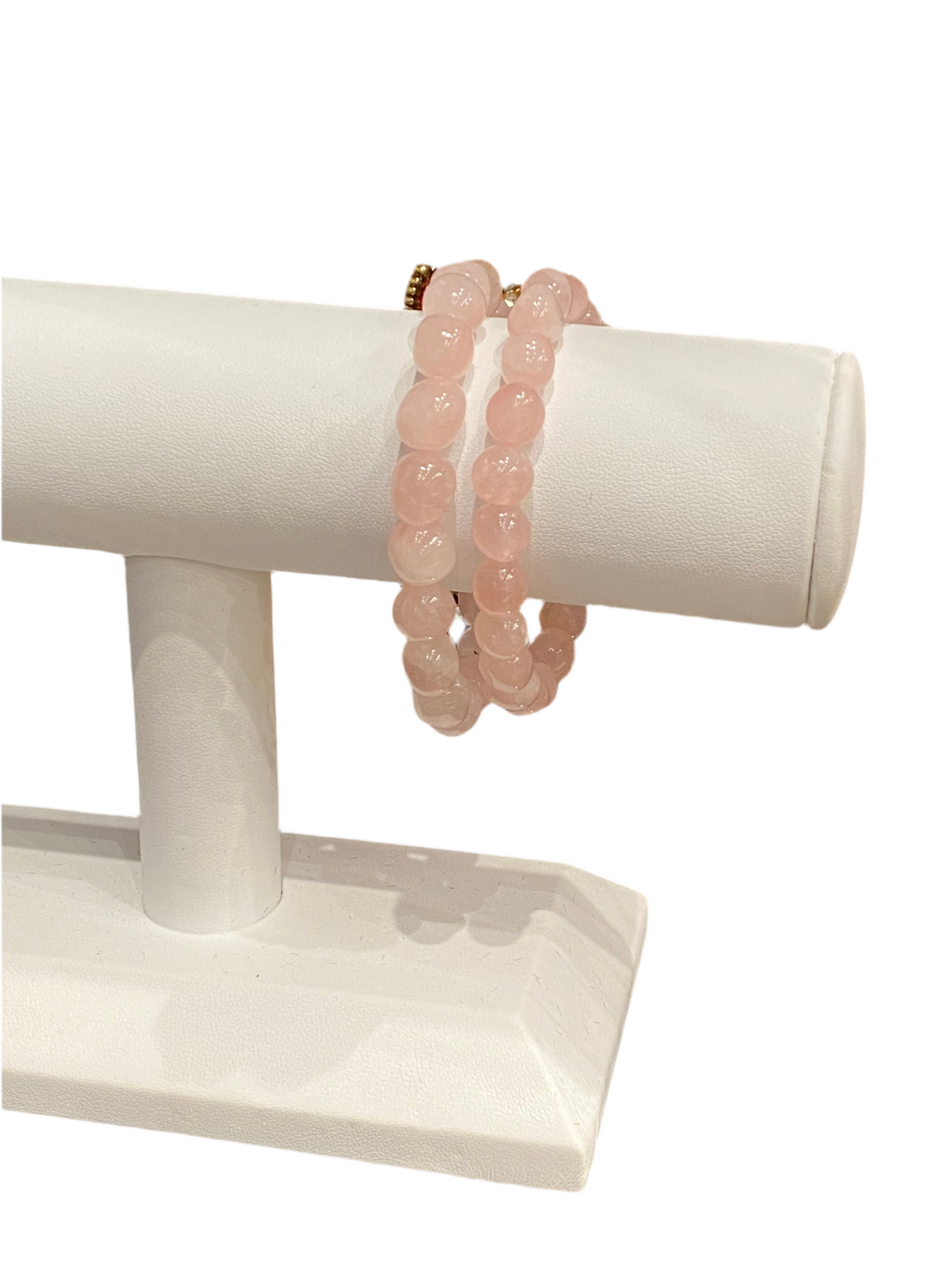Rose Quartz Nugget Beaded Gemstone Bracelet