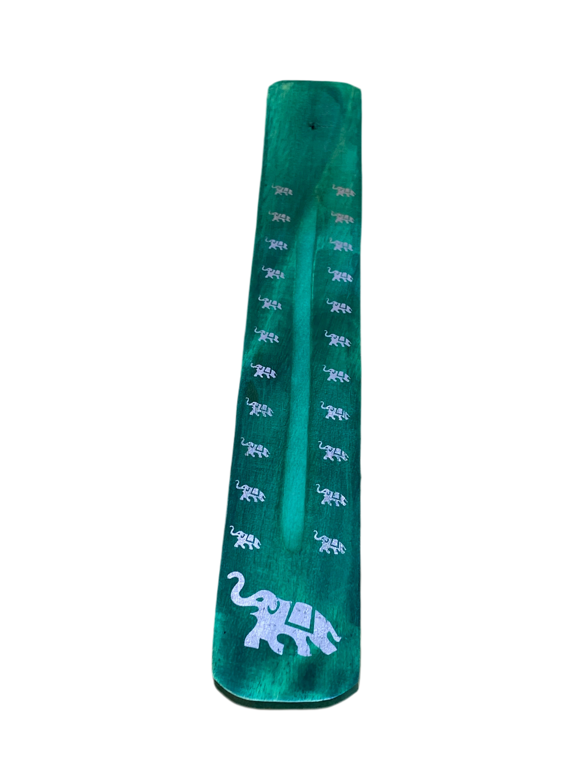 Wooden Incense Stick Holder Elephant Green