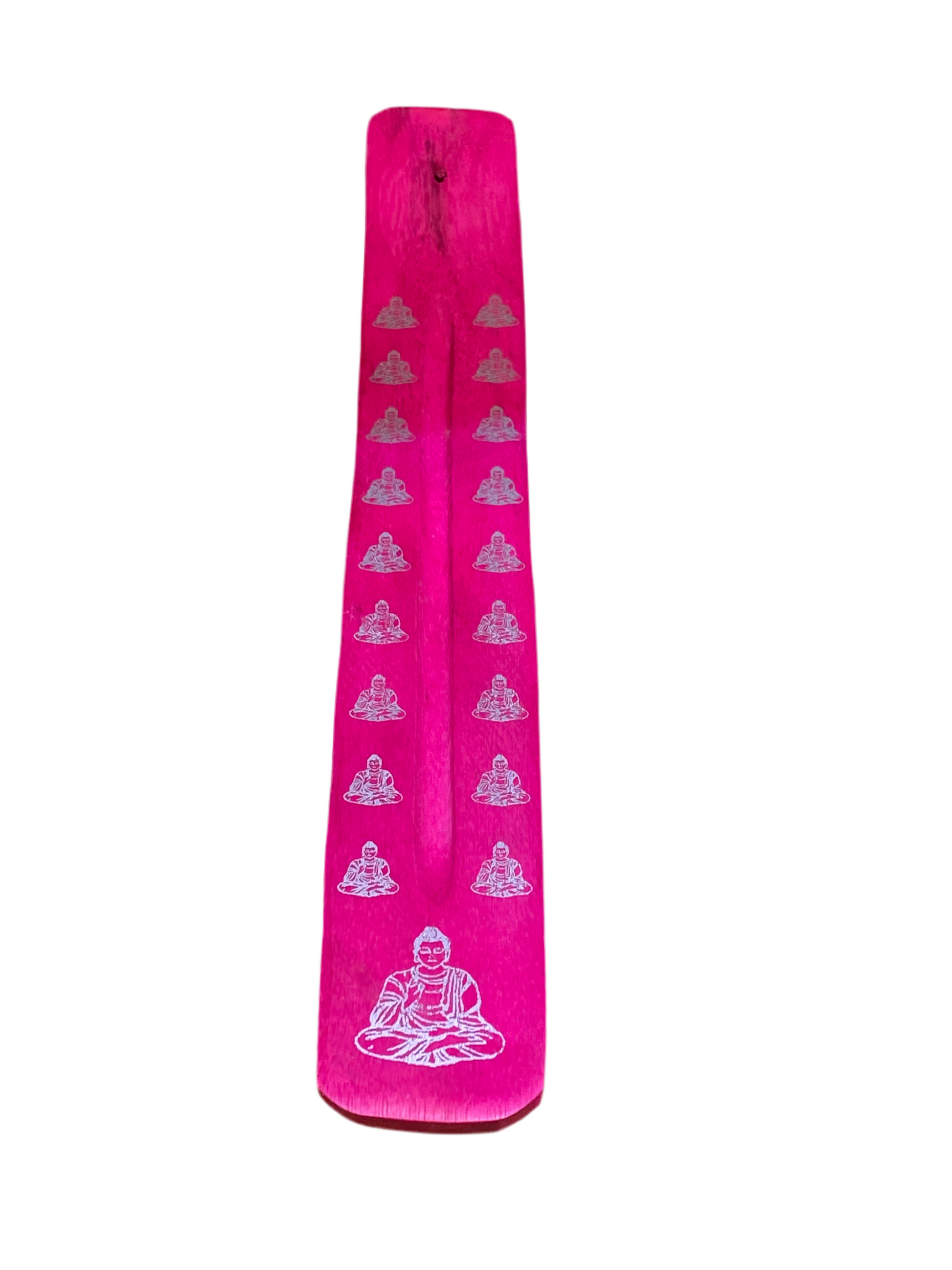 Wooden Incense Stick Holder Buddha Fuchsia