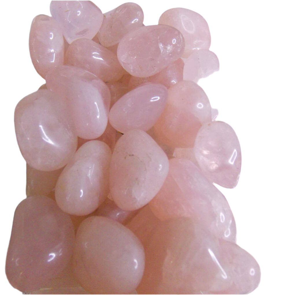 Rose Quartz Tumbled Stone, dime-sized, for emotional healing and love.