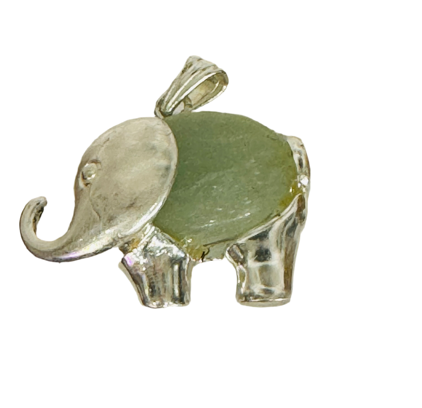 Metal Elephant Green Aventurine Gemstone Pendant