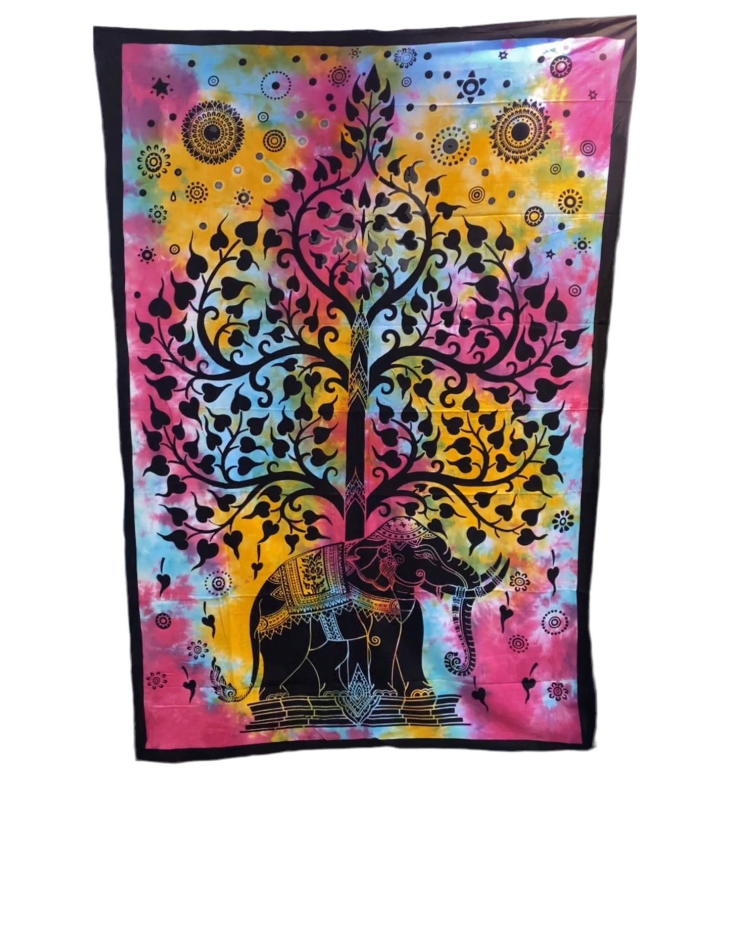 Indian Elephant Bodhi Tree Tapestry