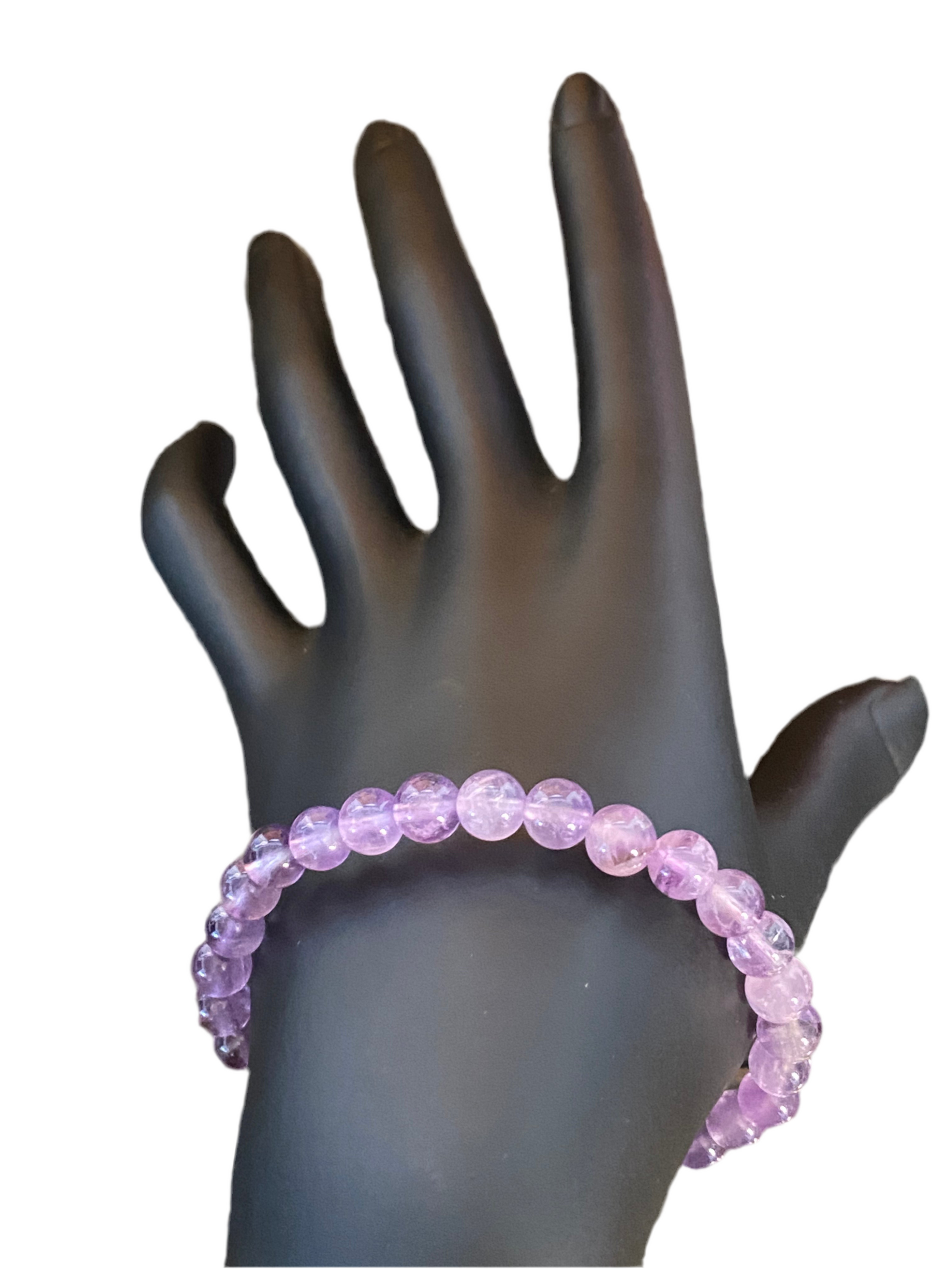 Amethyst Round Polished Beaded String Bracelet 6mm