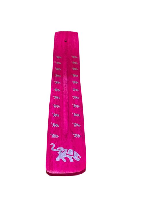 Wooden Incense Stick Holder Elephant Fuchsia