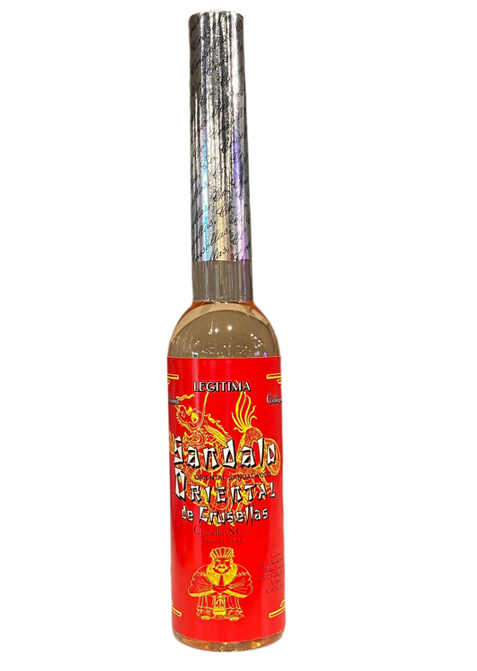 Oriental Sandalo Cologne Crusellas & Company bottle with red label, sandalwood fragrance, 7 fl. oz.
