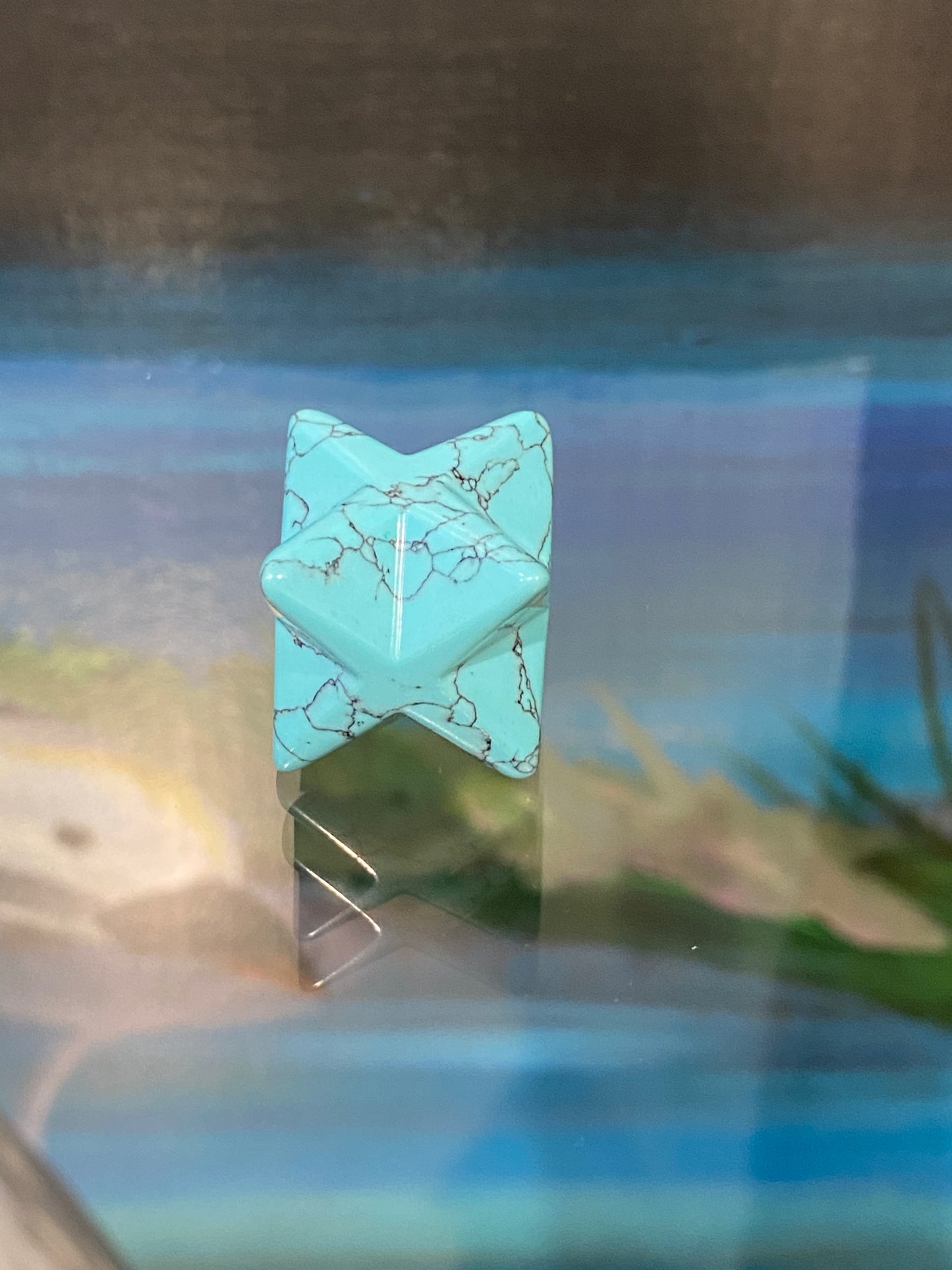 Turquoise Blue Howlite Merkaba Star Small