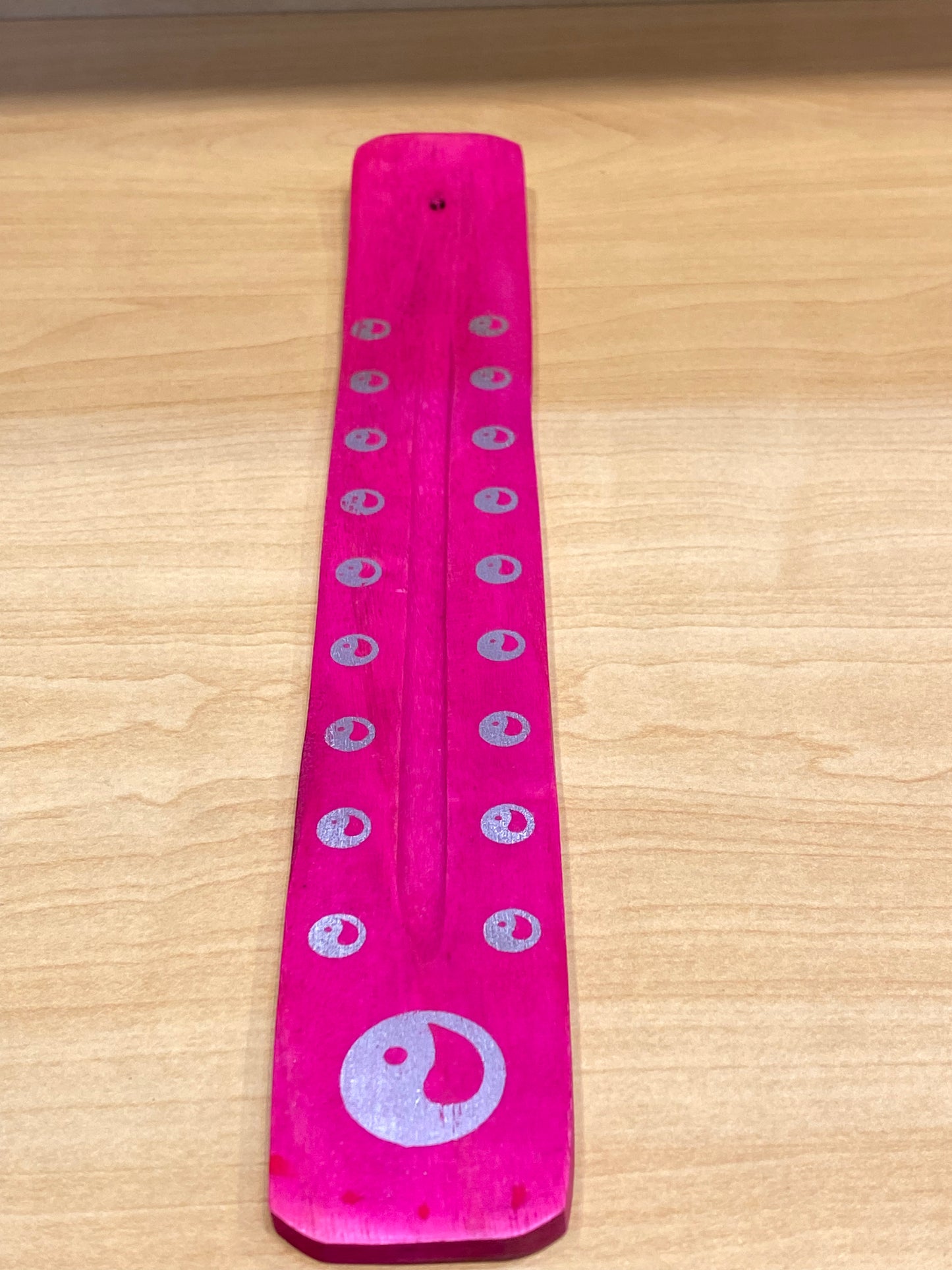Wooden Incense Stick Holder Yin Yang (Fuchsia)