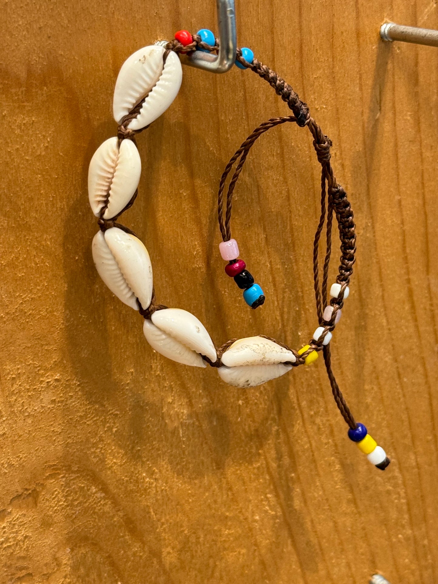Handmade Brown String Bracelet With Cowrie Shells and Beads