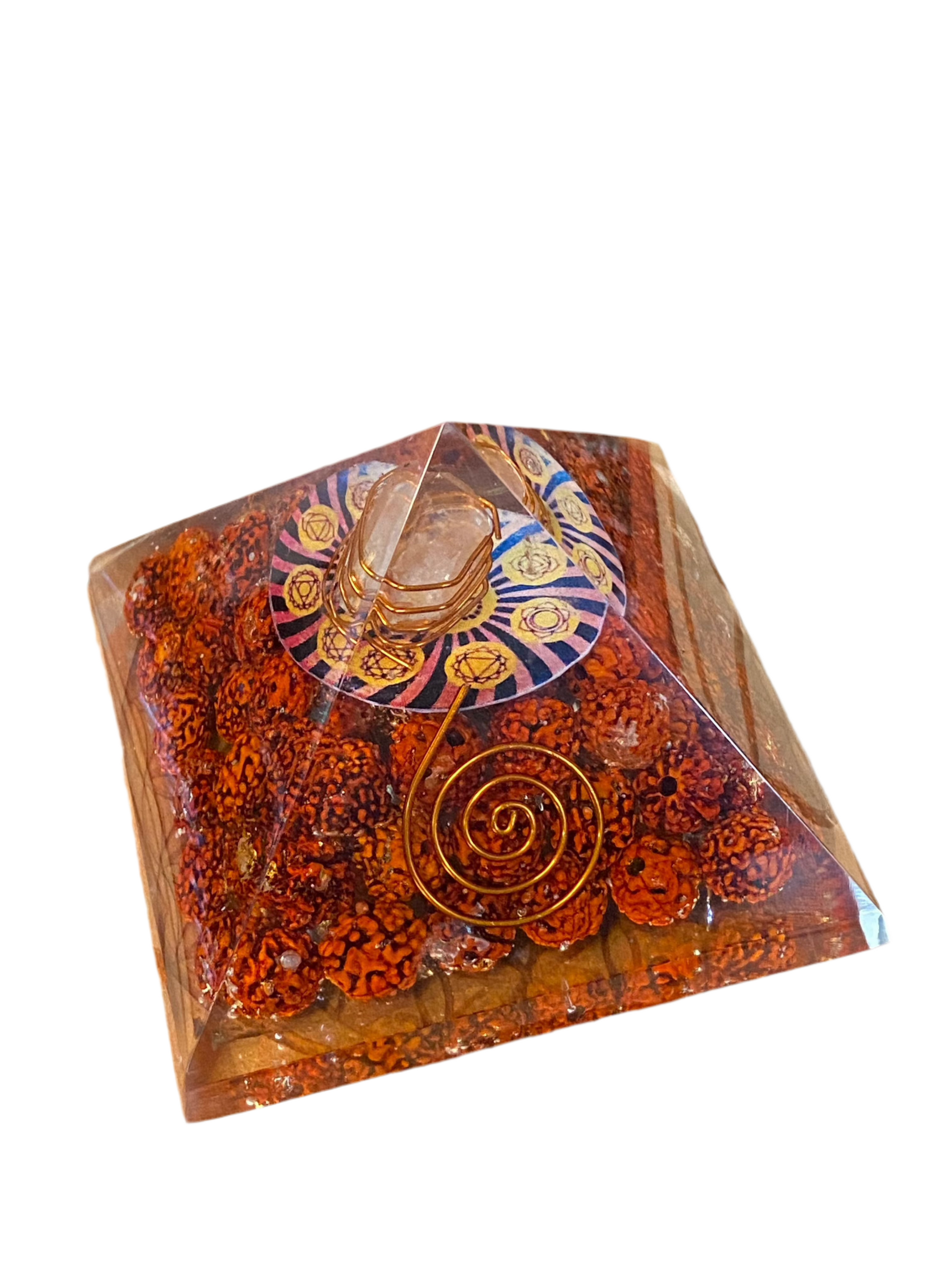 Rudraksha Seeds Orgonite Pyramid Om Talisman