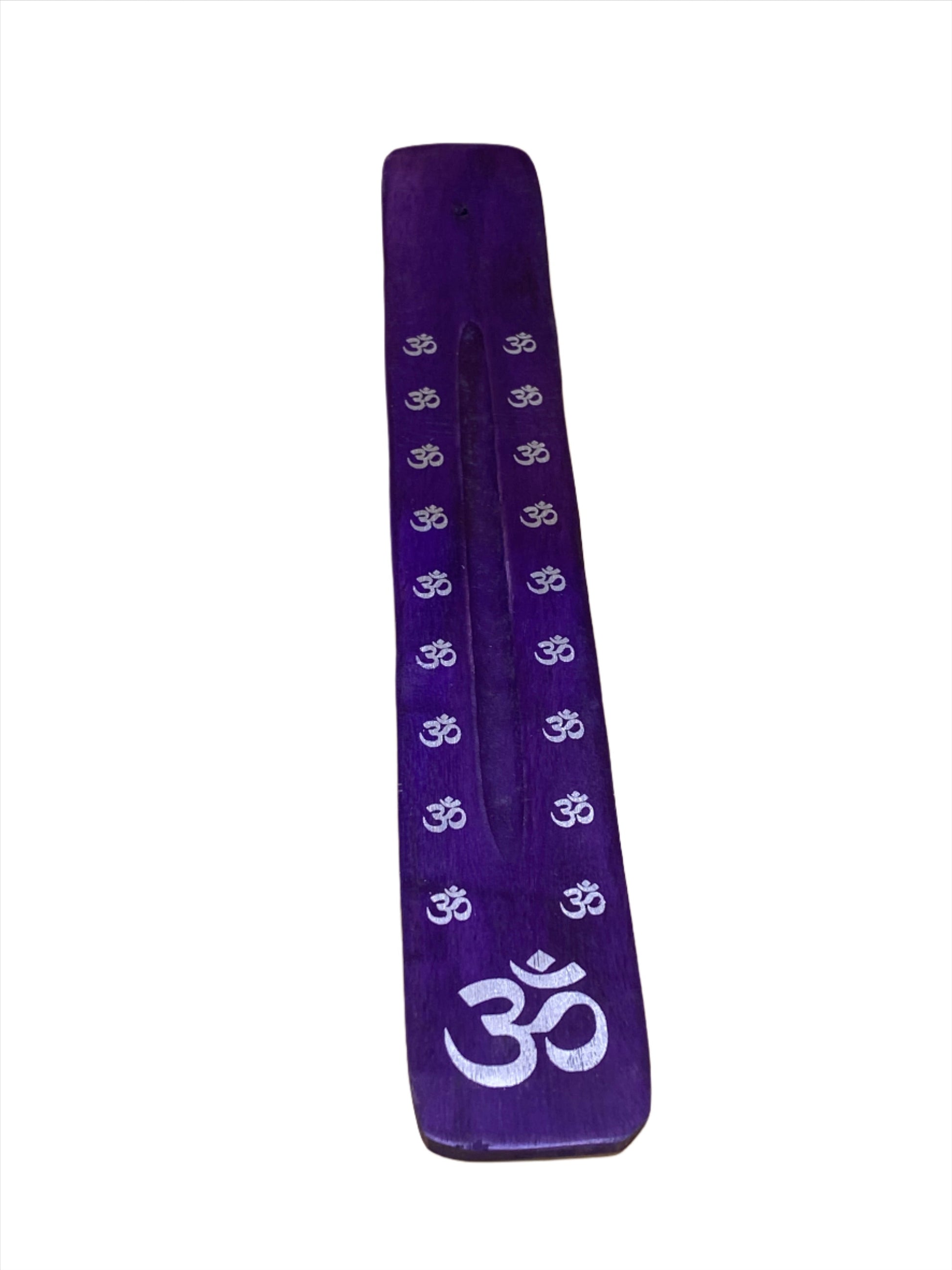 Wooden Incense Stick Holder Om Purple