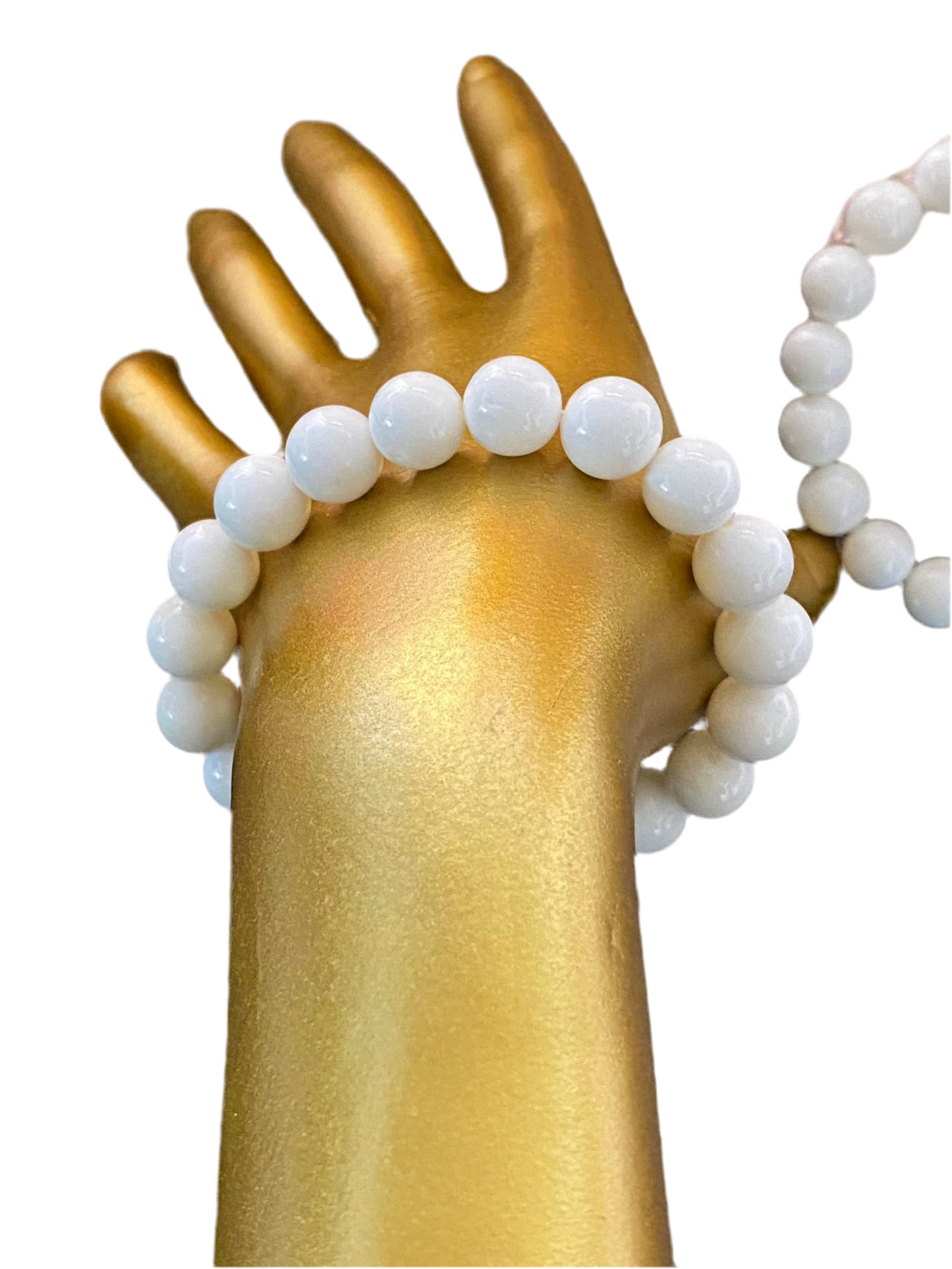 White Jade Beaded String Bracelet