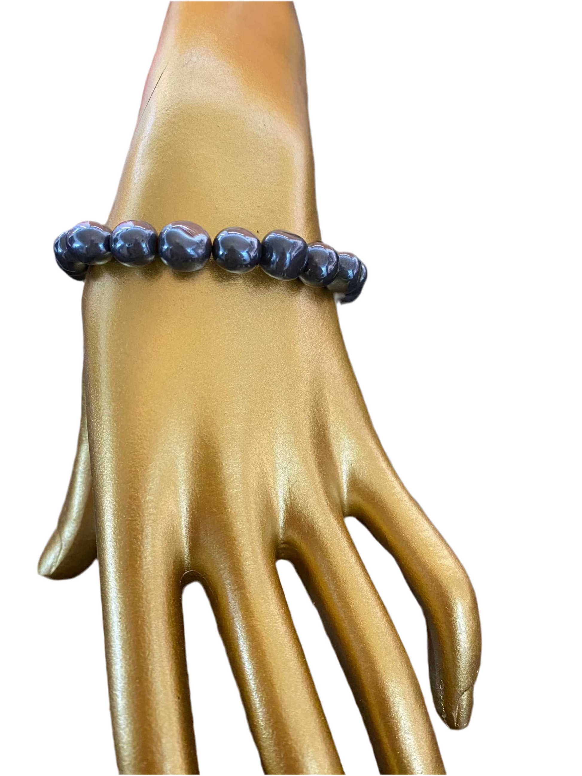 Hematite Nugget String Bracelet 8mm