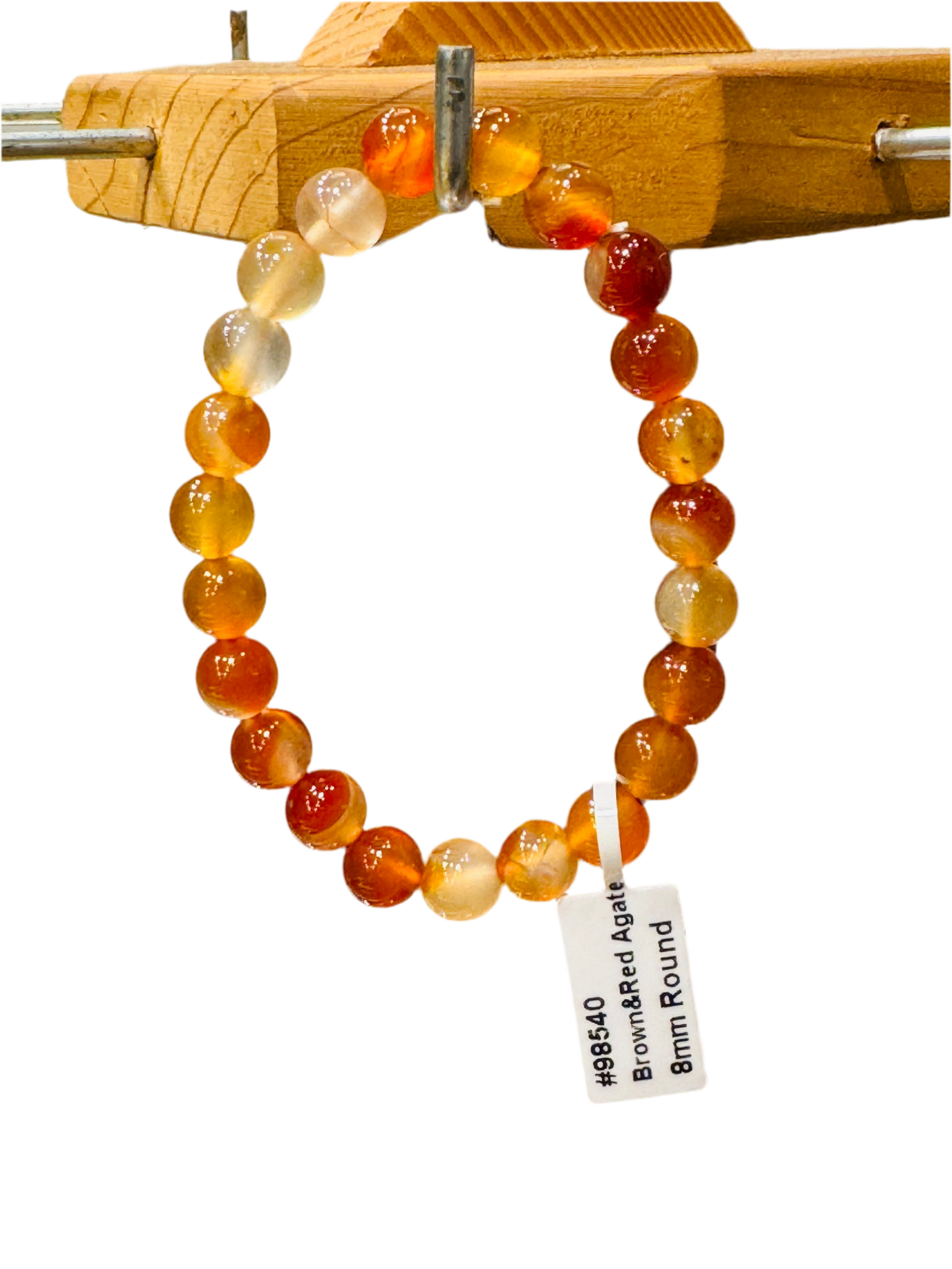 Brown and Red Agate Beaded String Bracelet