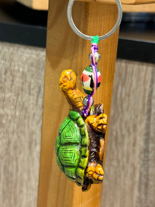 Turtle Land Animal Durepox Resin Figurine Keychain Purple Cord