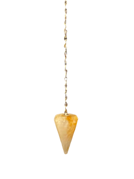 Citrine Pendulum with golden crystal for spiritual guidance and energy healing.