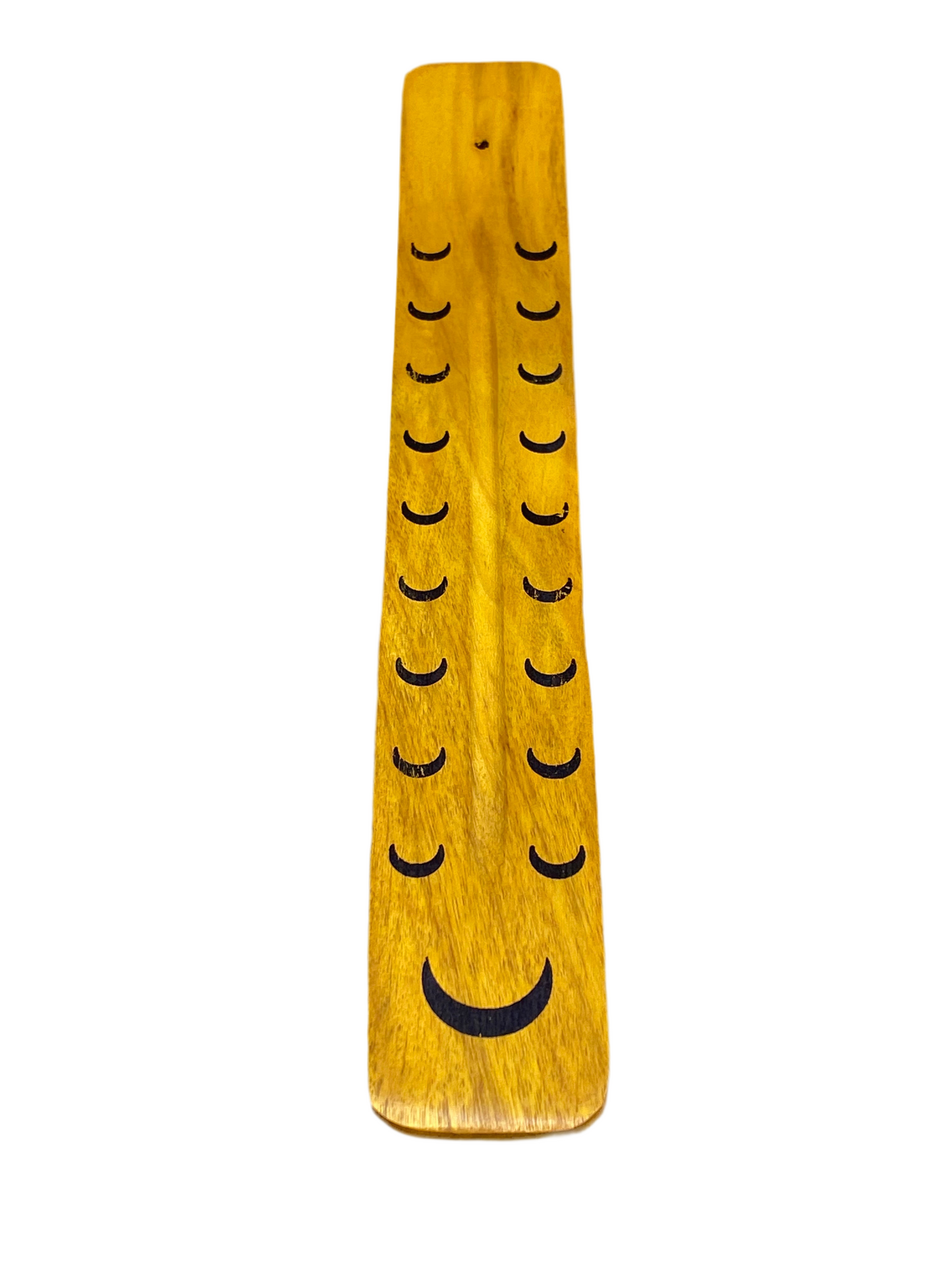 Wooden Incense Stick Holder Crescent Moon Yellow