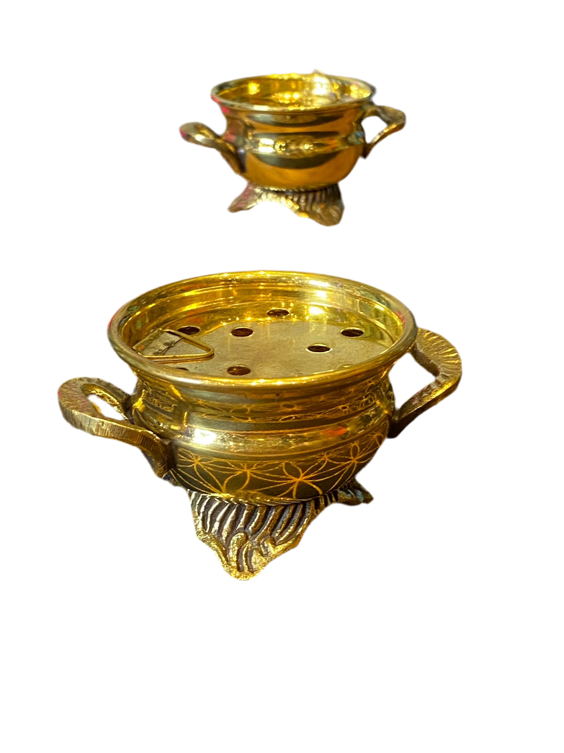 Gold Painted Brass Cauldron