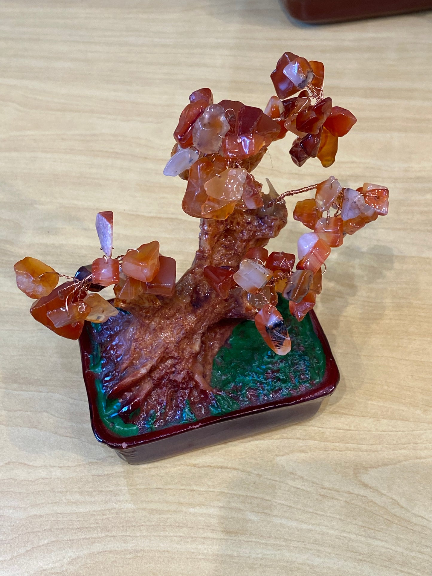 Desktop Bonsai Tree Carnelian in a Red Tub Small
