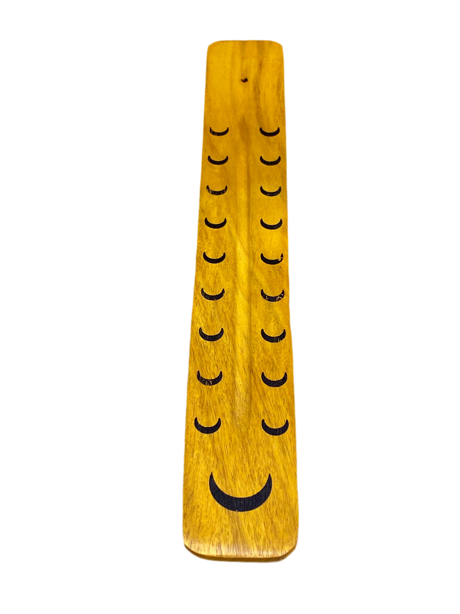 Wooden Incense Stick Holder Crescent Moon Yellow