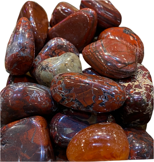 Brecciated Jasper polished tumbled stone for strength and vitality.