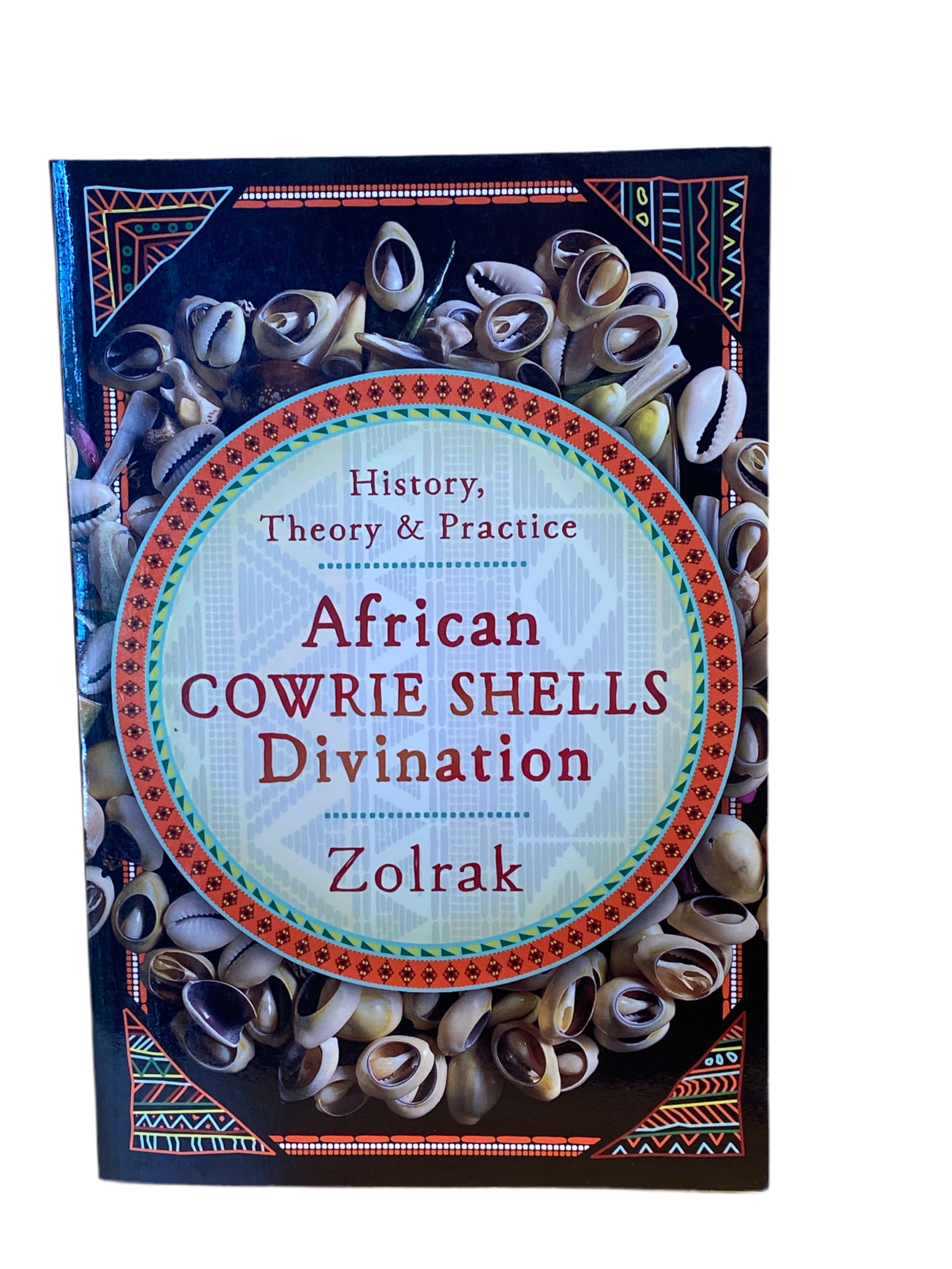 African Cowrie Shells Divination book cover, featuring intricate cowrie shell design, history, and practice by Zolrak.