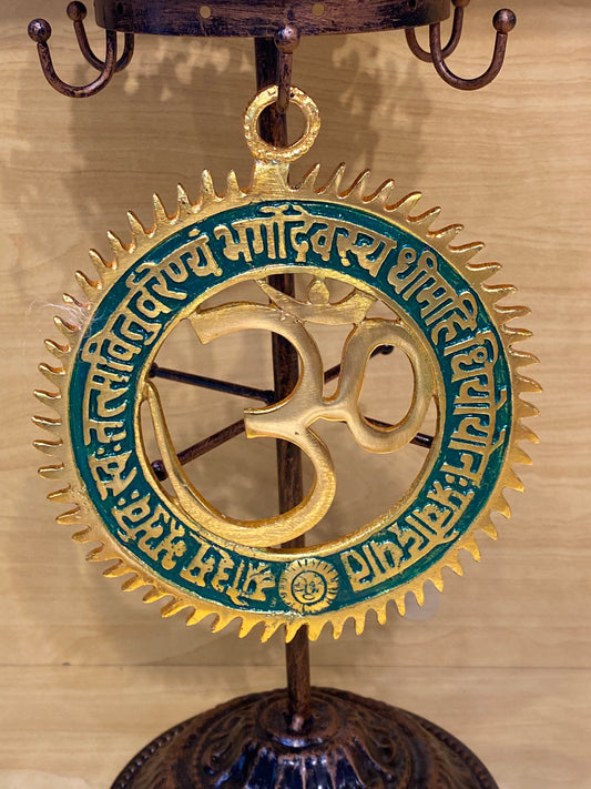 OM Brass Gold/Green Sanskrit Wall Hanging Ornament