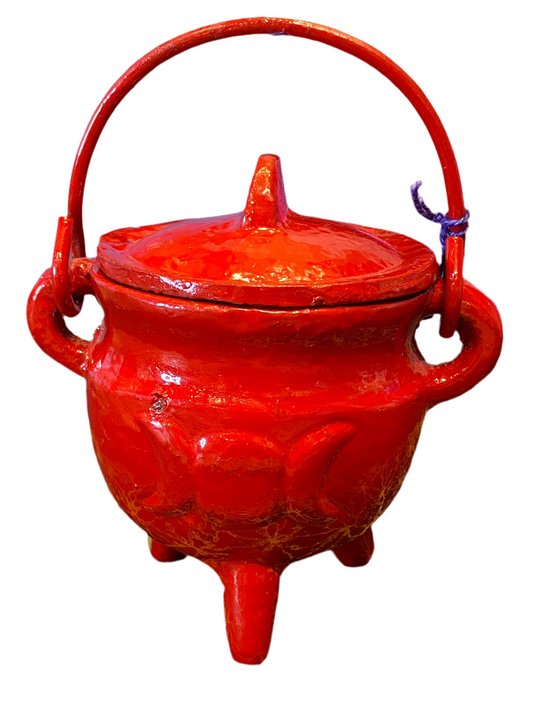 Red Triple Moon Cast Iron Cauldron
