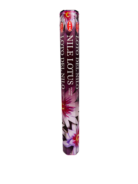 HEM Nile Lotus Incense package with floral design, offering calming aroma for meditation and relaxation.