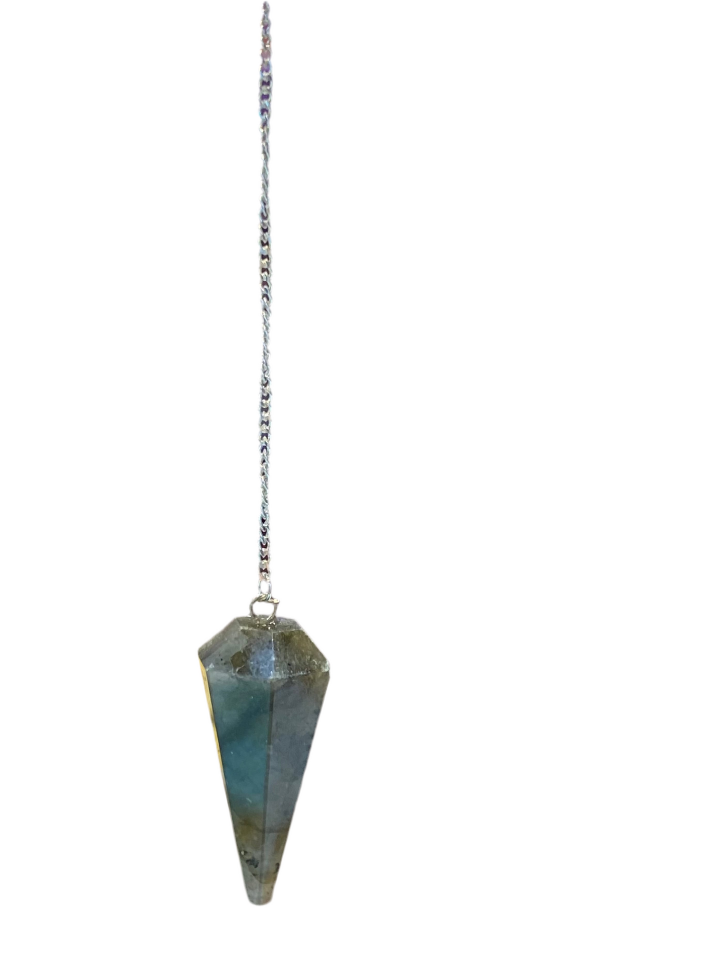Labradorite pendulum for spiritual guidance and intuition enhancement.