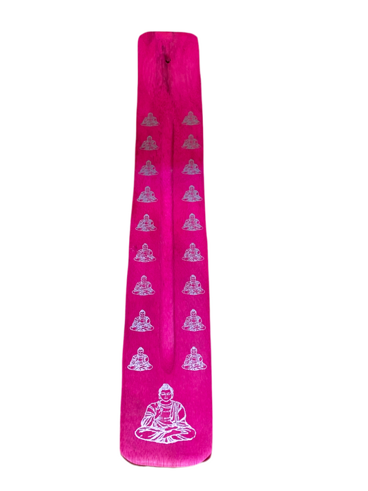 Wooden Incense Stick Holder Buddha Fuchsia