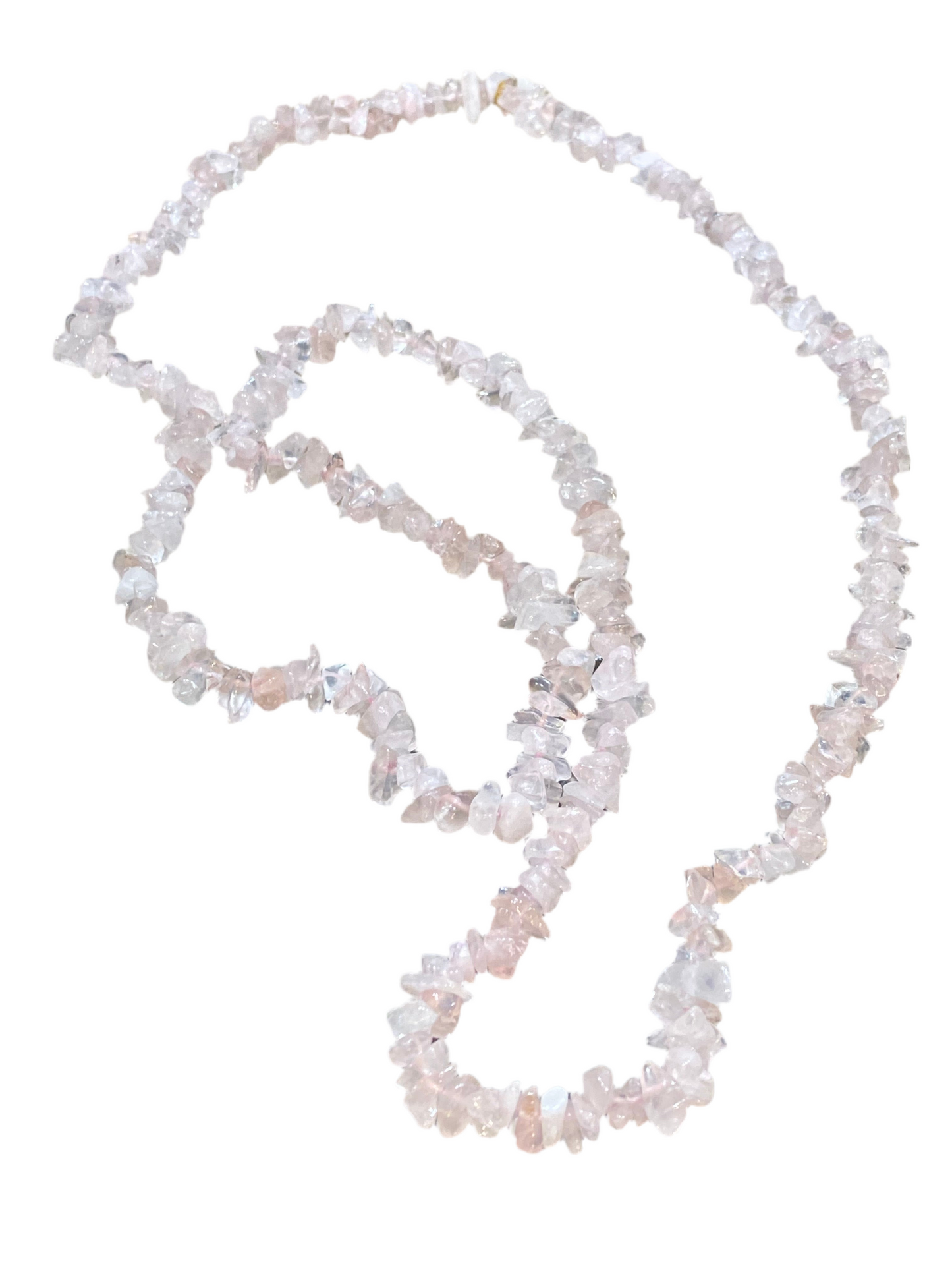 Rose Quartz Chip Necklace Long