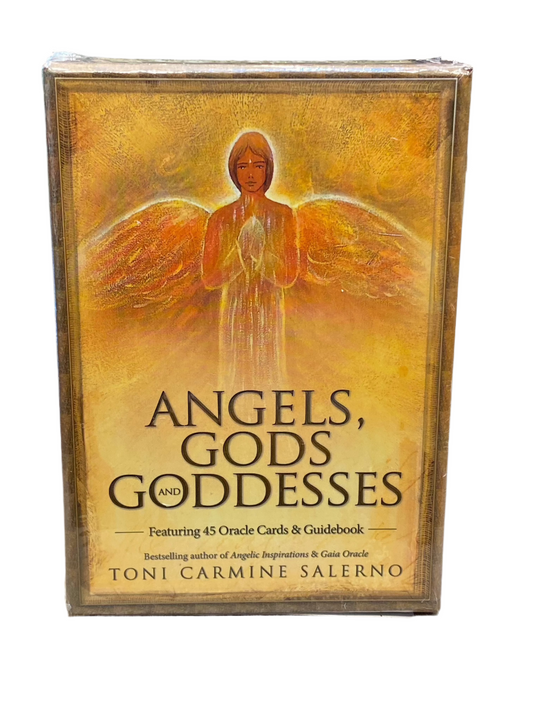 Angels Gods and Goddesses Oracle card deck by Toni Carmine Salerno featuring 45 cards and guidebook.