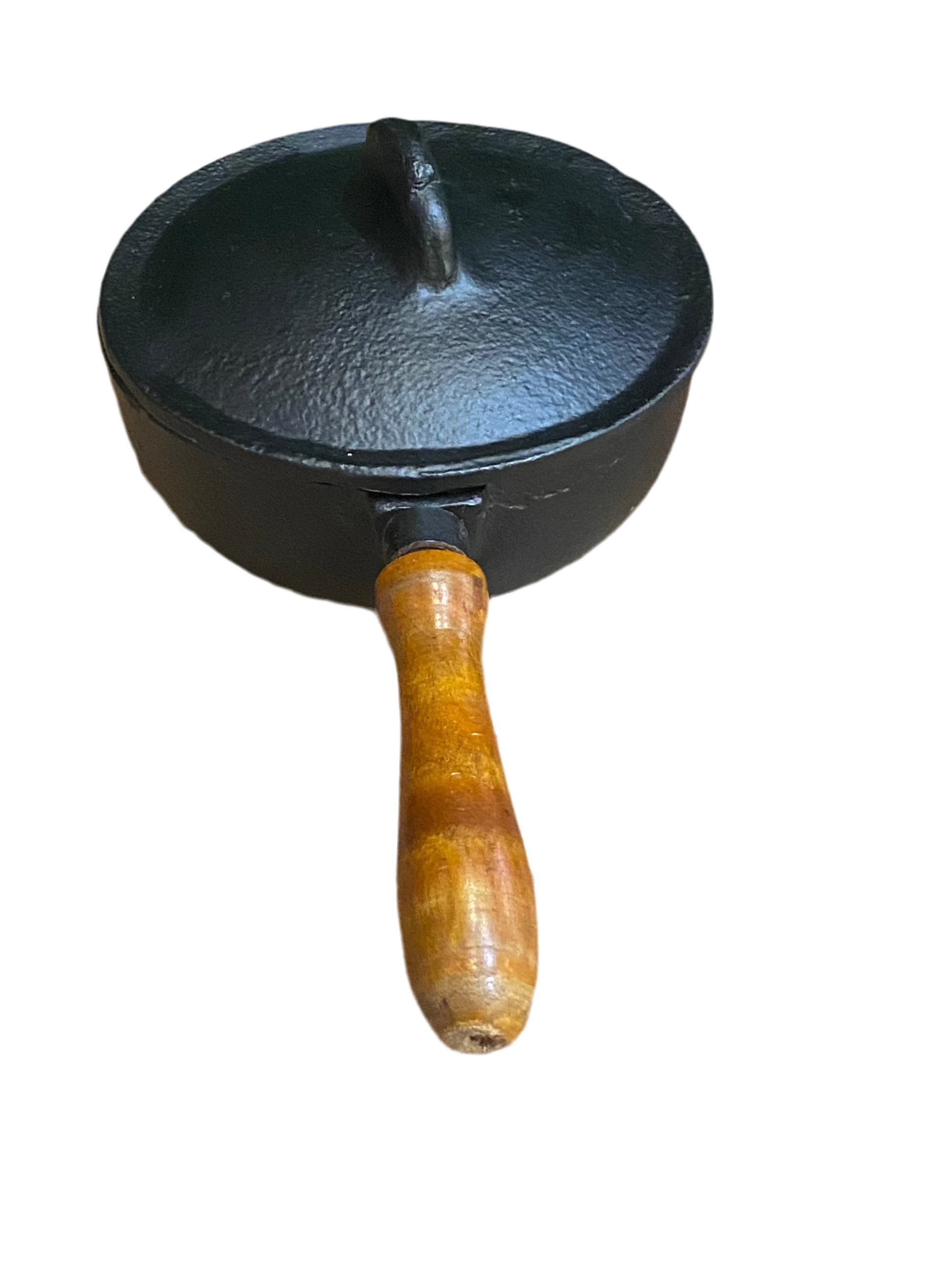 Cast Iron Cauldron Pan Wooden Handle