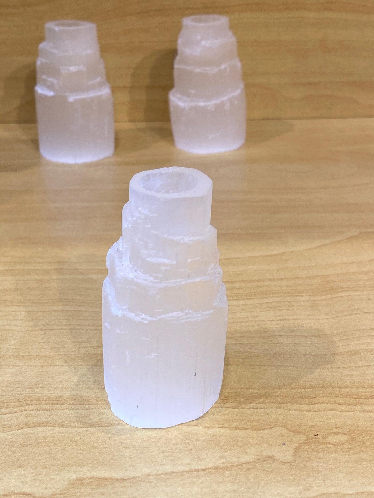 Mini Selenite Tower Chime Candle Holder 1pc