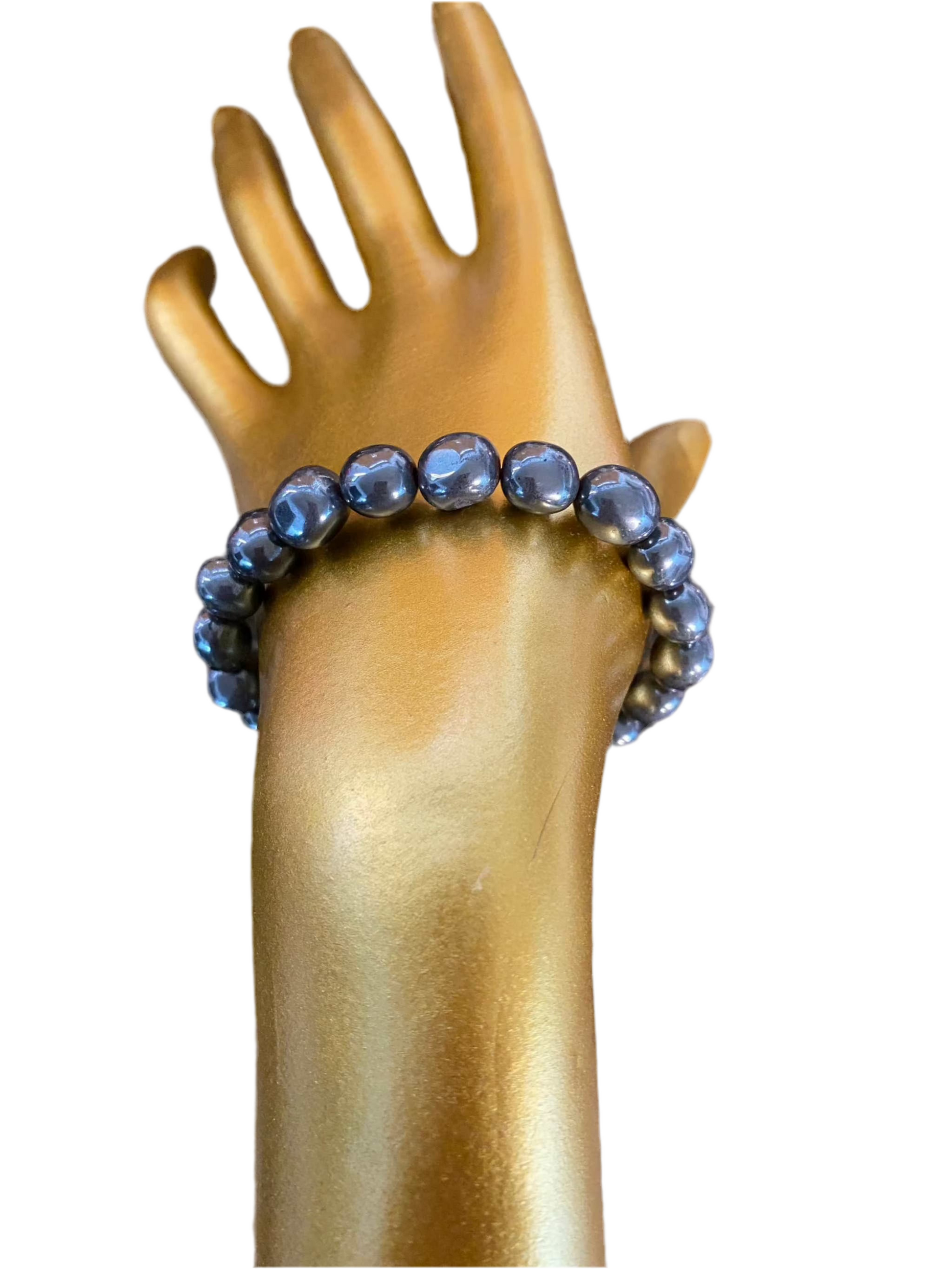 Hematite Nugget String Bracelet 8mm