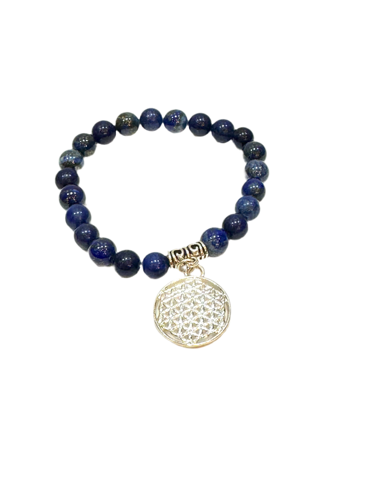 Lapis Lazuli Gemstone Bracelet With Flower of Life