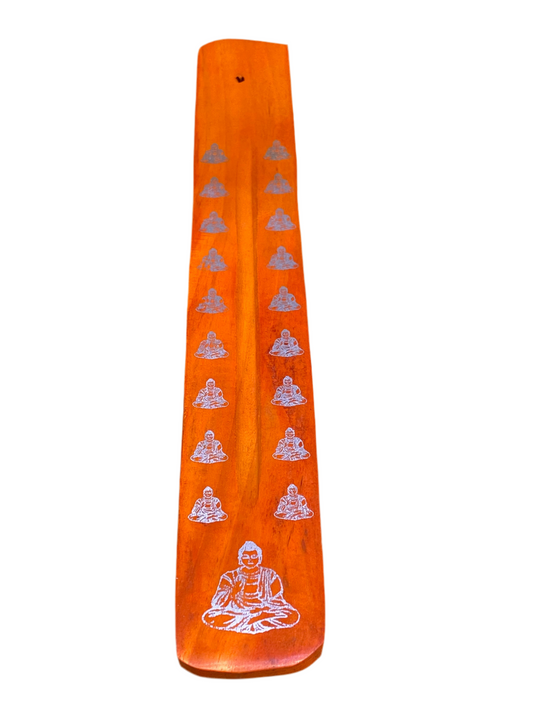 Wooden Incense Stick Holder Buddha Orange