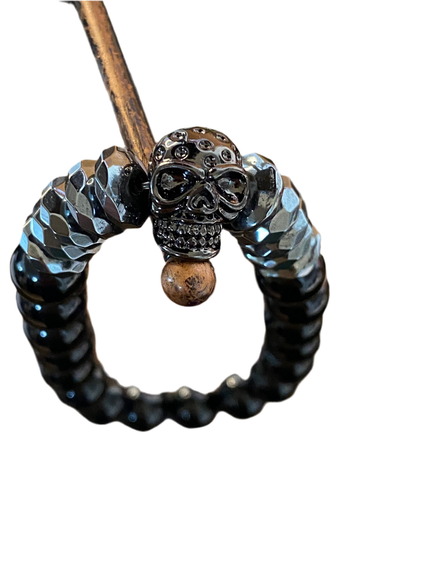 Obsidian Hematite Skull Bracelet