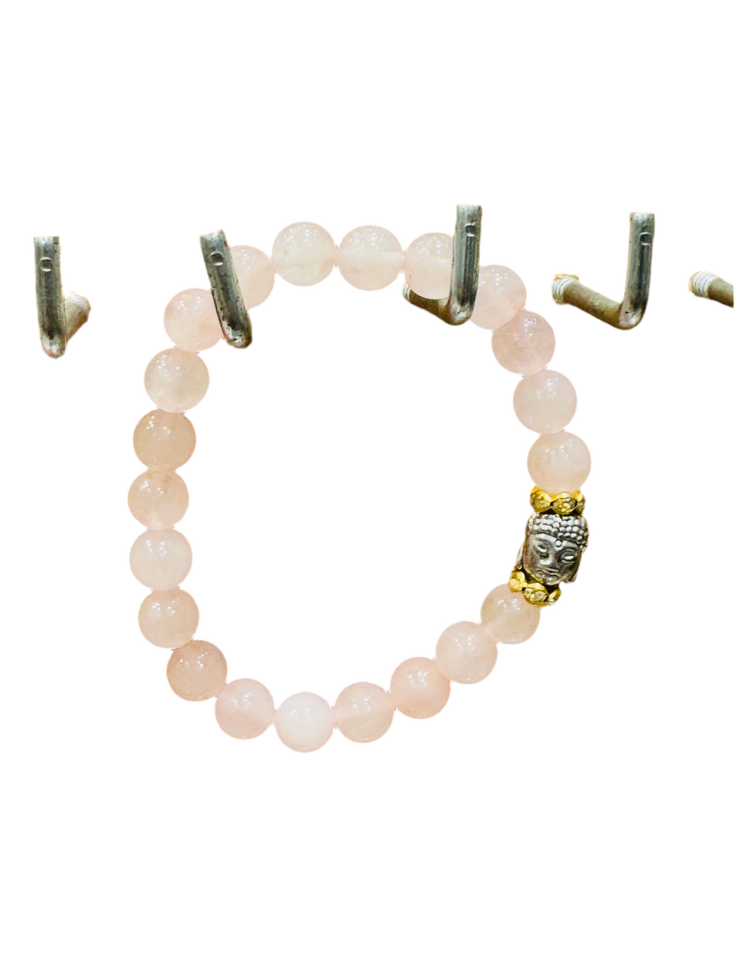 Rose Quartz Gemstone Bracelet With Buddha Charm