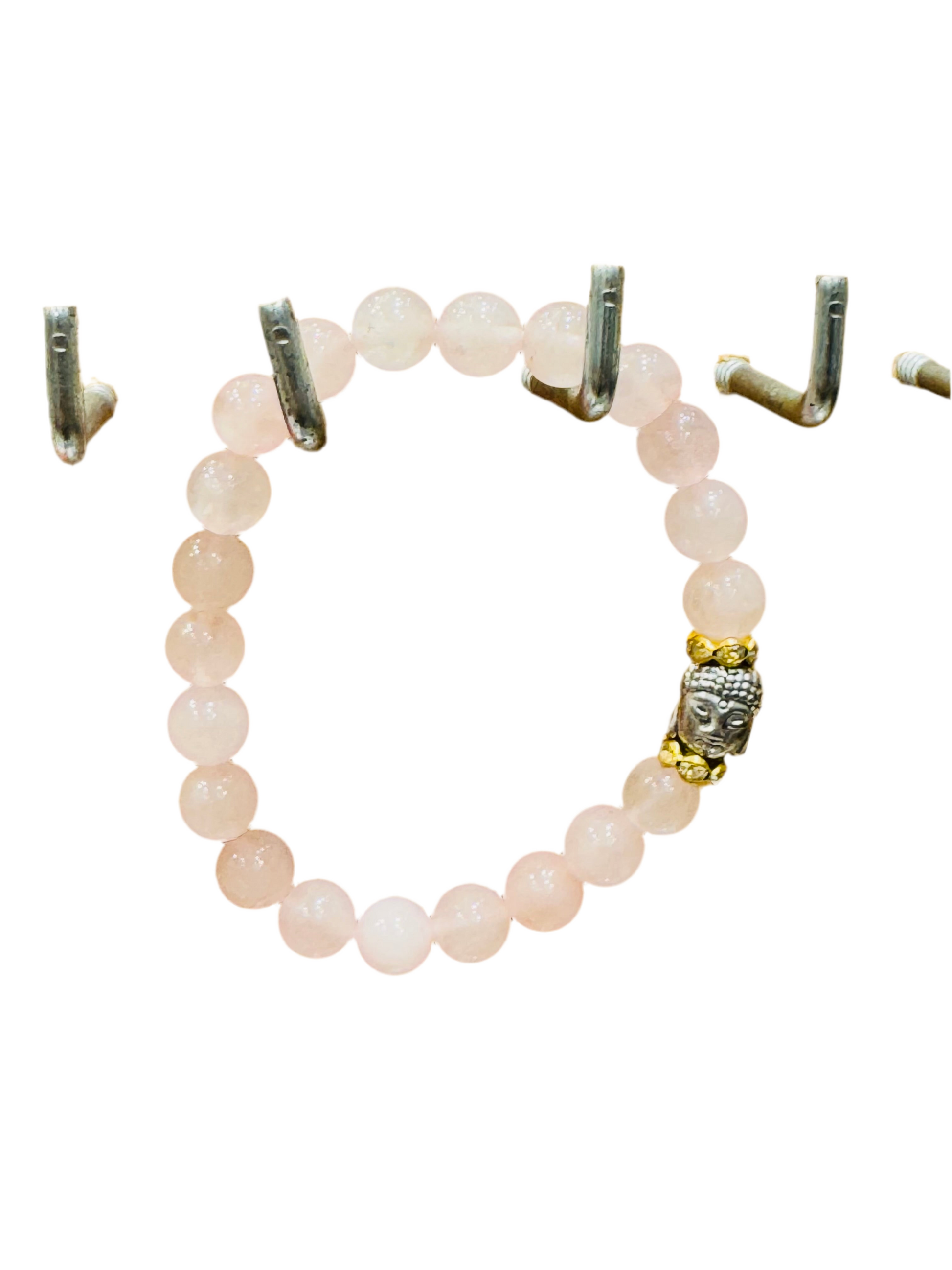 Rose Quartz Gemstone Bracelet With Buddha Charm