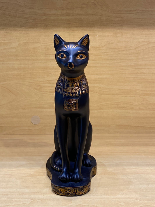 Goddess Bastet Black Cat With Engraved Gold Necklace