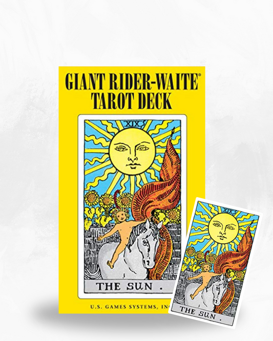 Giant Rider Waite Tarot deck with 78 cards and instructional booklet.